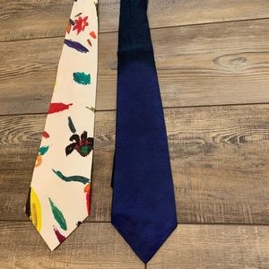 2 Issey Miyake Men's Ties Silk colorful & Navy